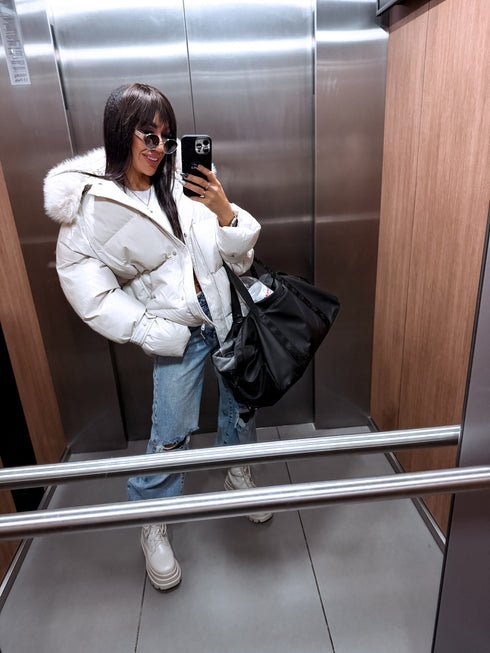 Puffy, short jacket "FUSION AD611" - BEIGE PRE-ORDER